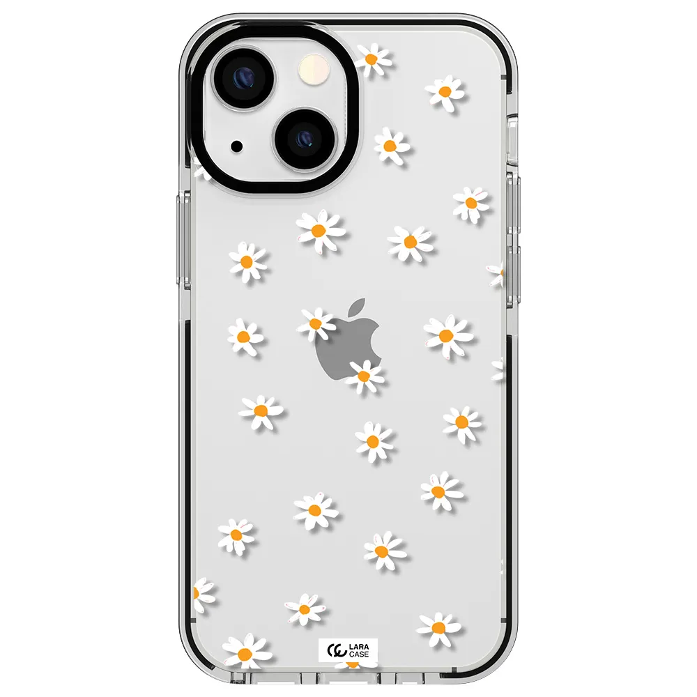 a white background with orange dots Apple iPhone 15 impact black border Case