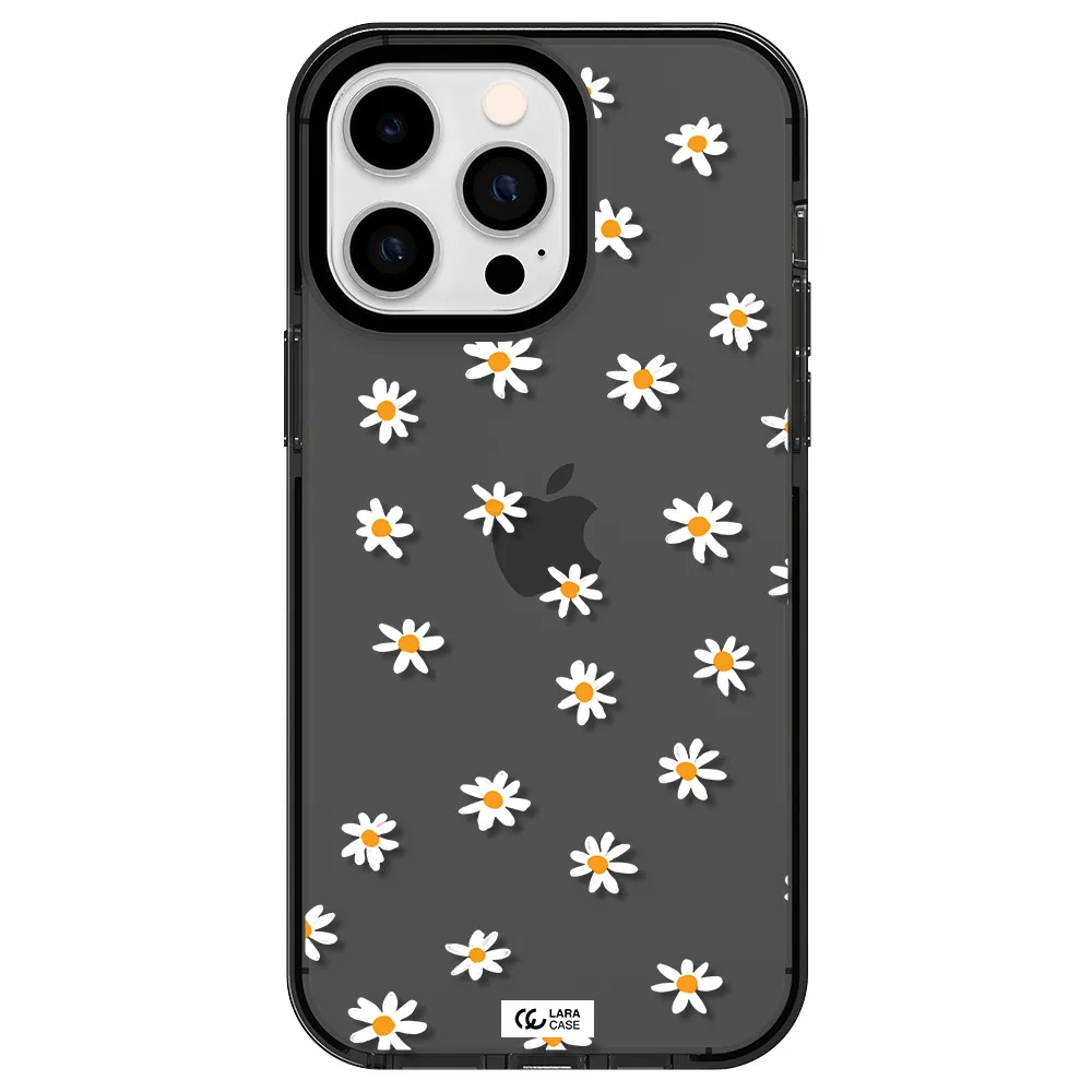 a white background with orange dots Apple iPhone 15 Pro impact Smoke Black Case