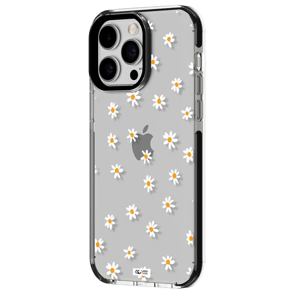 a white background with orange dots Apple iPhone 15 Pro Max impact black border Case