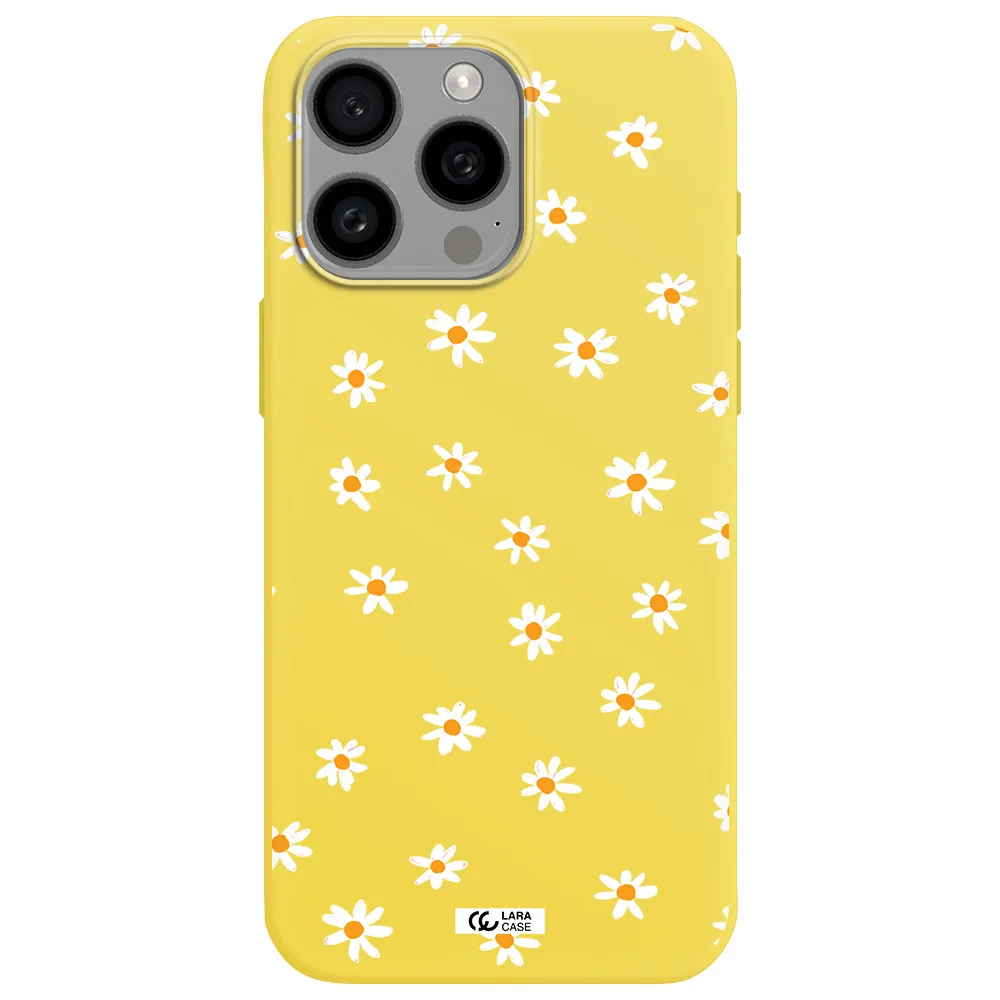 a white background with orange dots Apple Iphone 15 Pro max Silicone canary yellow Case