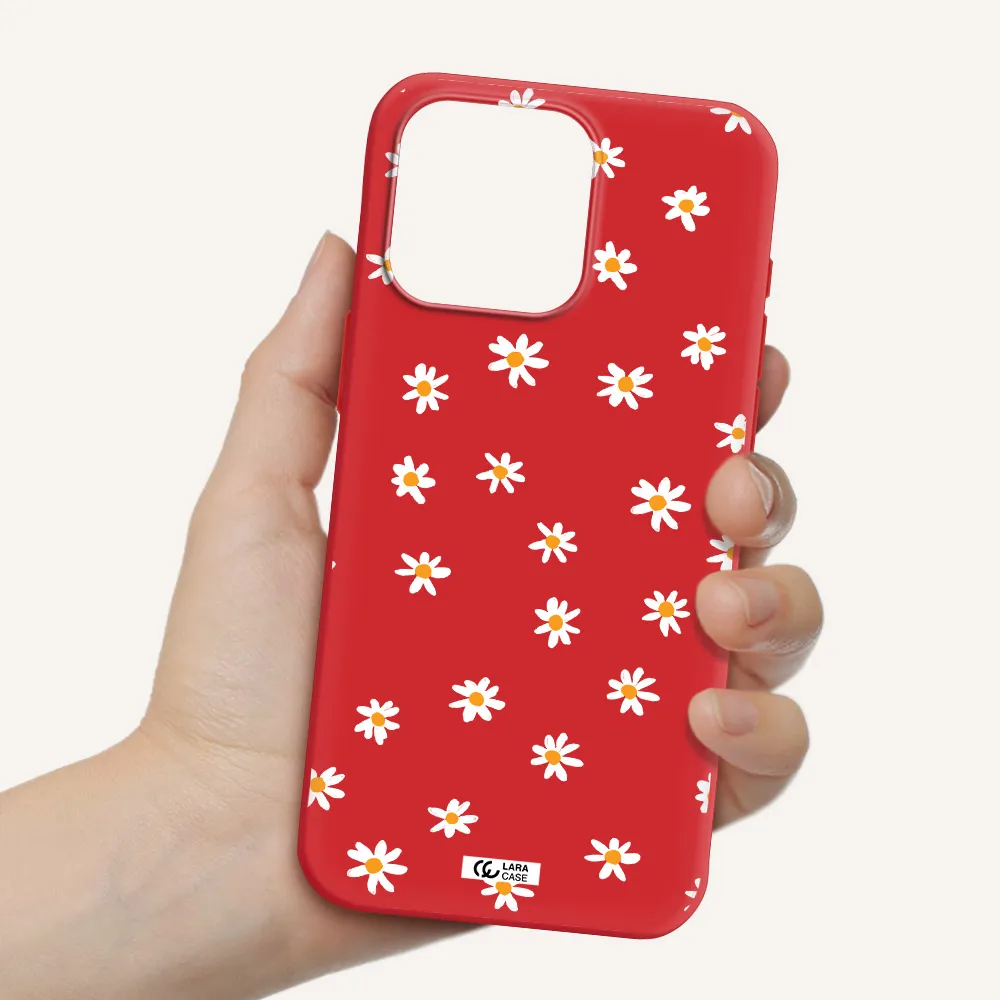 A White Background With Orange Dots Apple Iphone 15 Pro Max Silicone Imperial Red Case