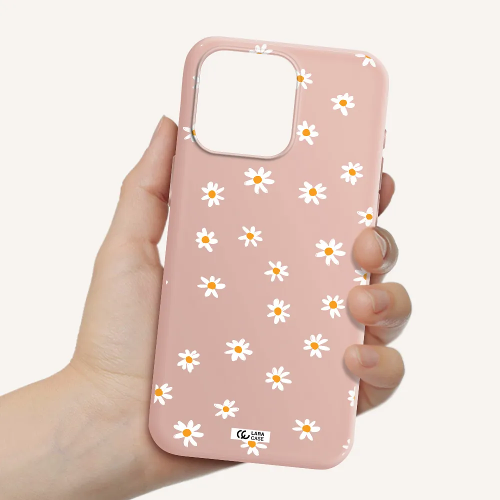 a white background with orange dots Apple Iphone 15 Pro max Silicone pastel pink Case
