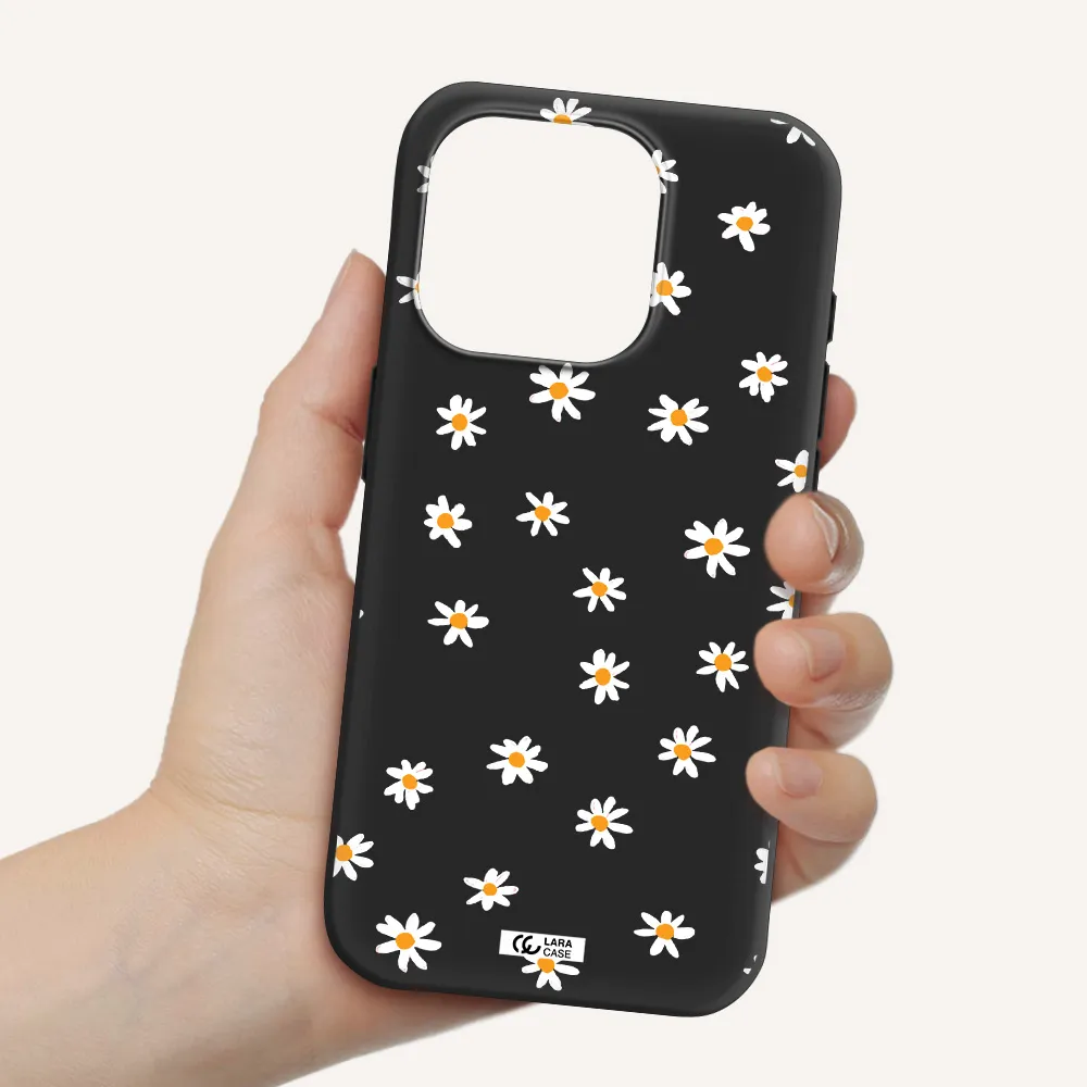 A White Background With Orange Dots Apple Iphone 15 Pro Silicone Black Case