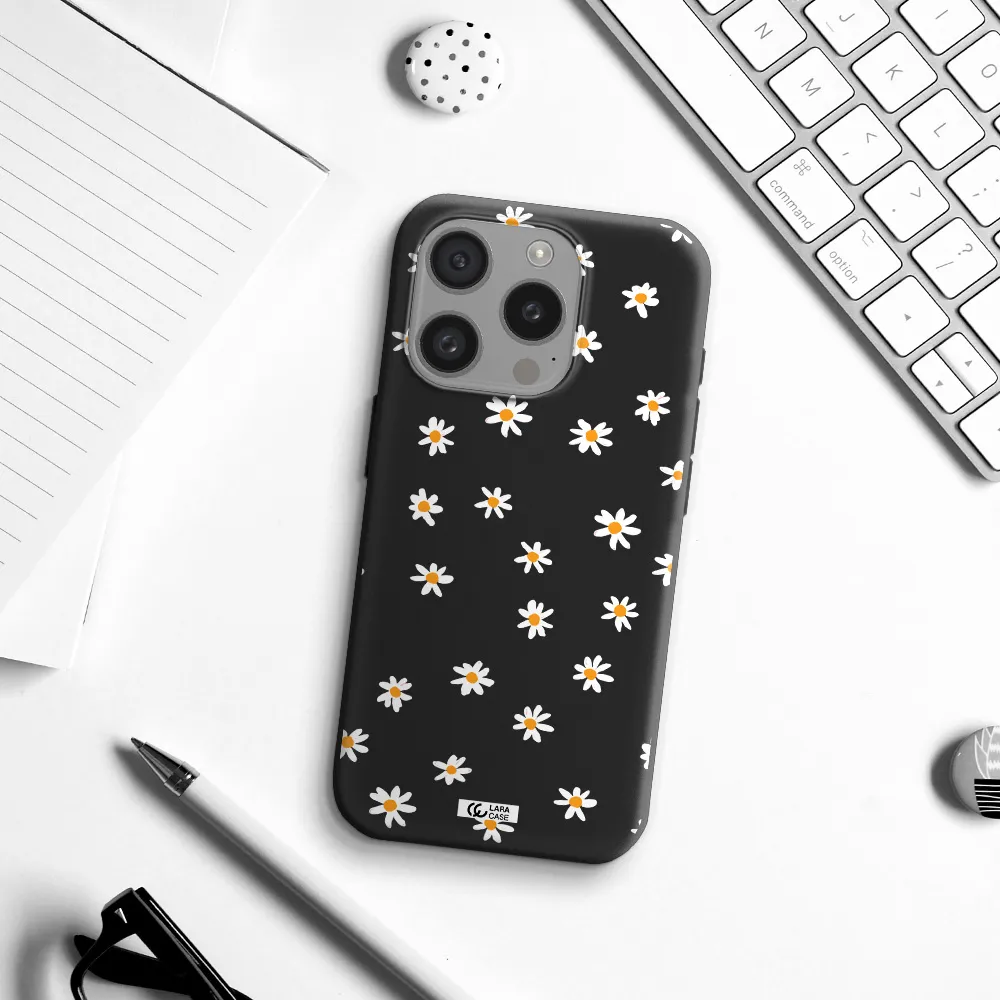 A White Background With Orange Dots Apple Iphone 15 Pro Silicone Black Case