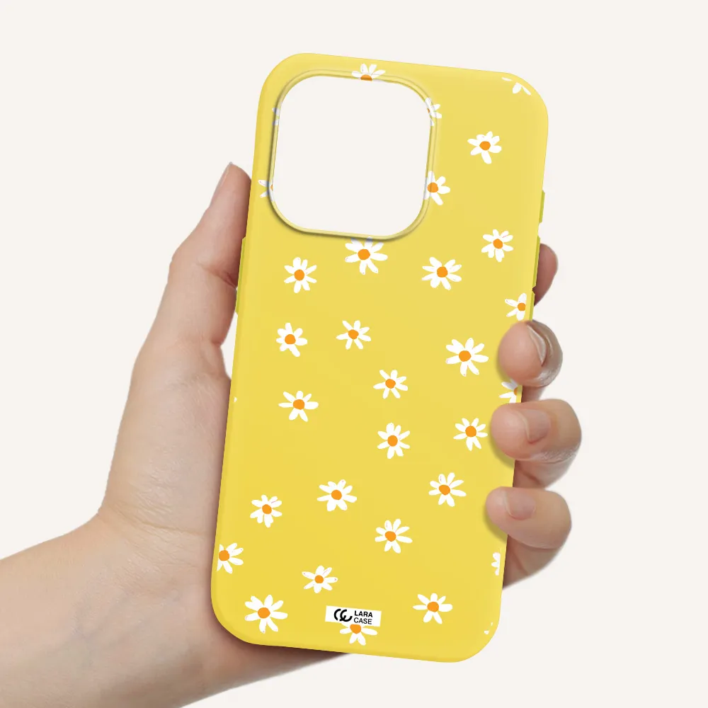 A White Background With Orange Dots Apple Iphone 15 Pro Silicone Canary Yellow Case