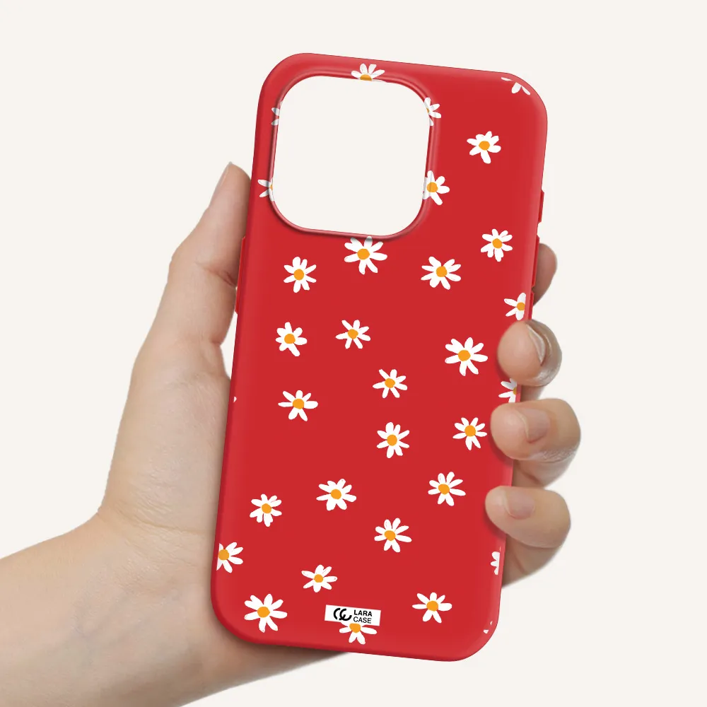 A White Background With Orange Dots Apple Iphone 15 Pro Silicone Imperial Red Case