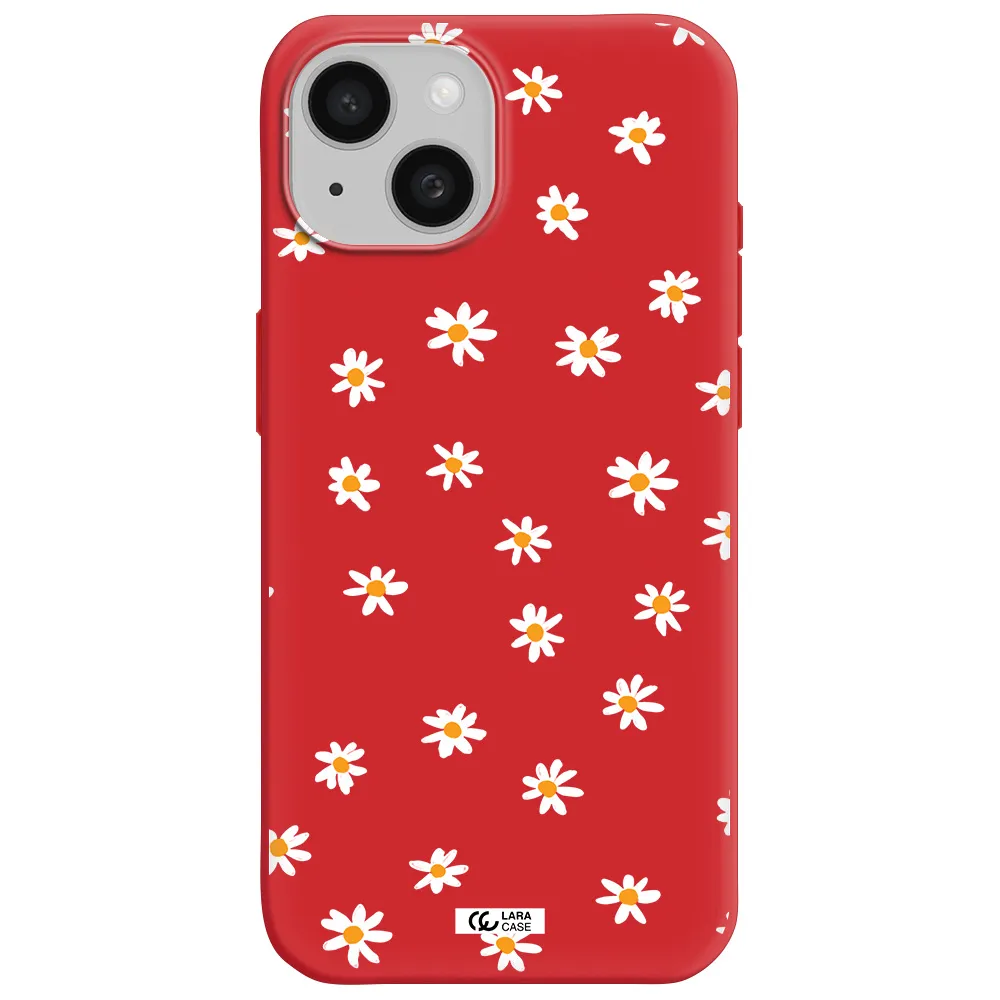 A White Background With Orange Dots Apple Iphone 15 Silicone Imperial Red Case