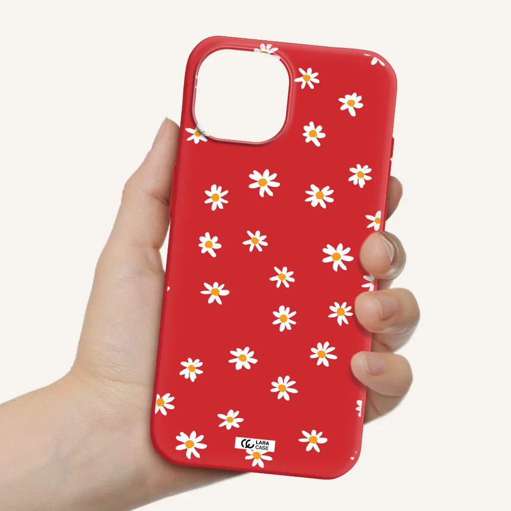 A White Background With Orange Dots Apple Iphone 15 Silicone Imperial Red Case