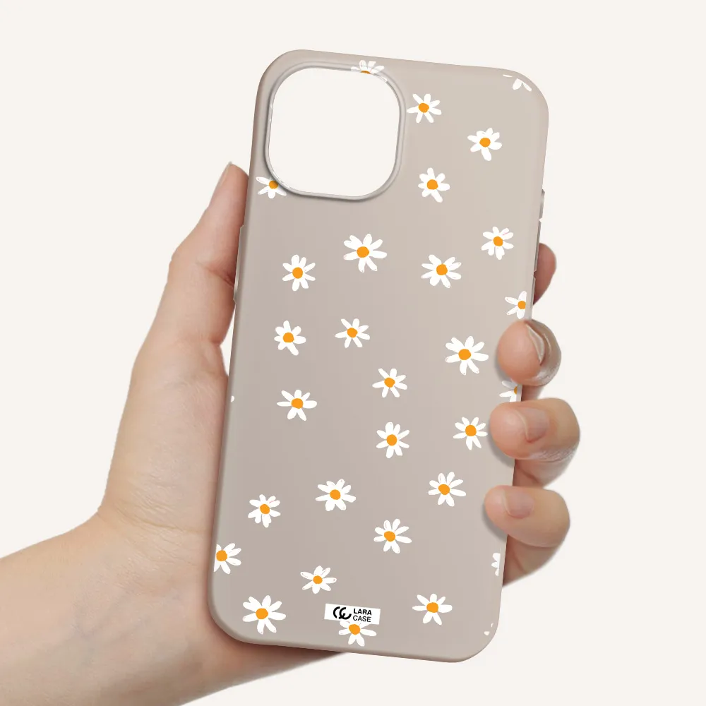 a white background with orange dots Apple iPhone 15 Silicone Stone Case