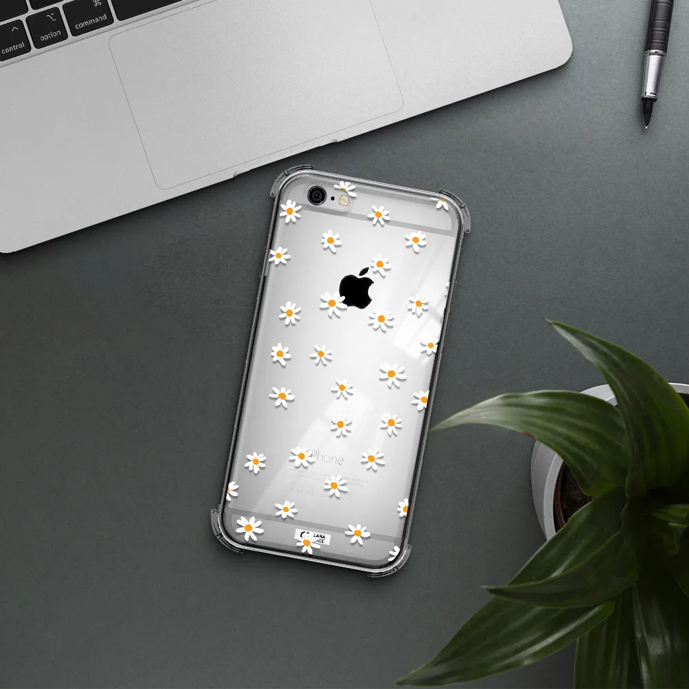 a white background with orange dots Apple iPhone 6 Clear PC Case
