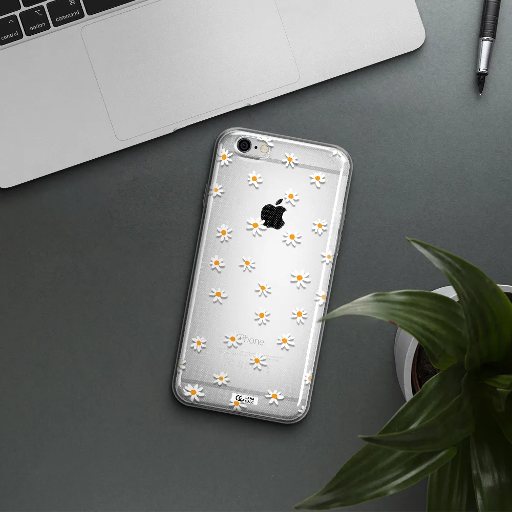 a white background with orange dots Apple iPhone 6 Clear TPU Case
