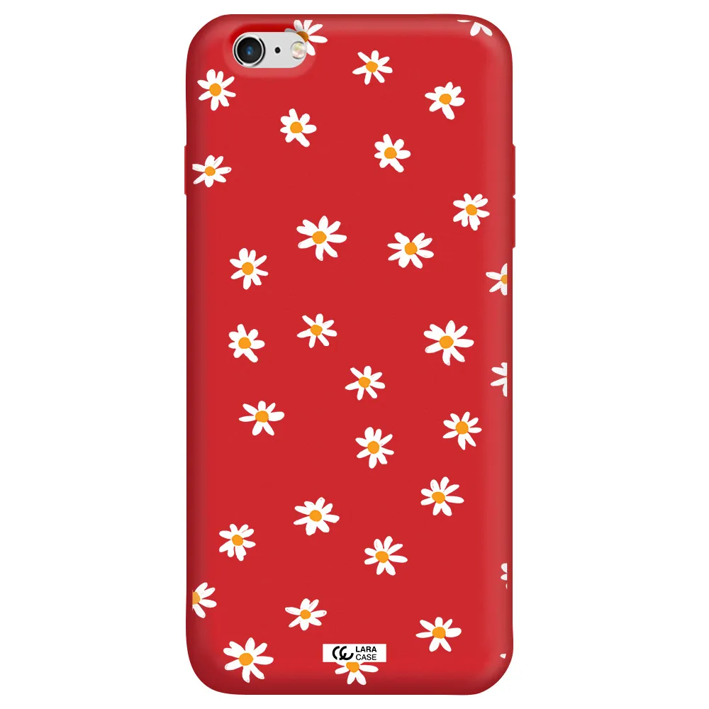 a white background with orange dots Apple iPhone 6 plus Silicone Imperial Red Case