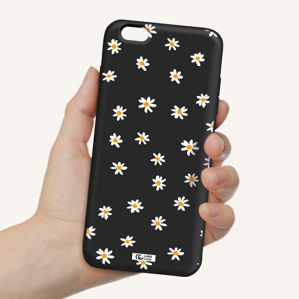 a white background with orange dots Apple iPhone 6 s plus Silicone black Case
