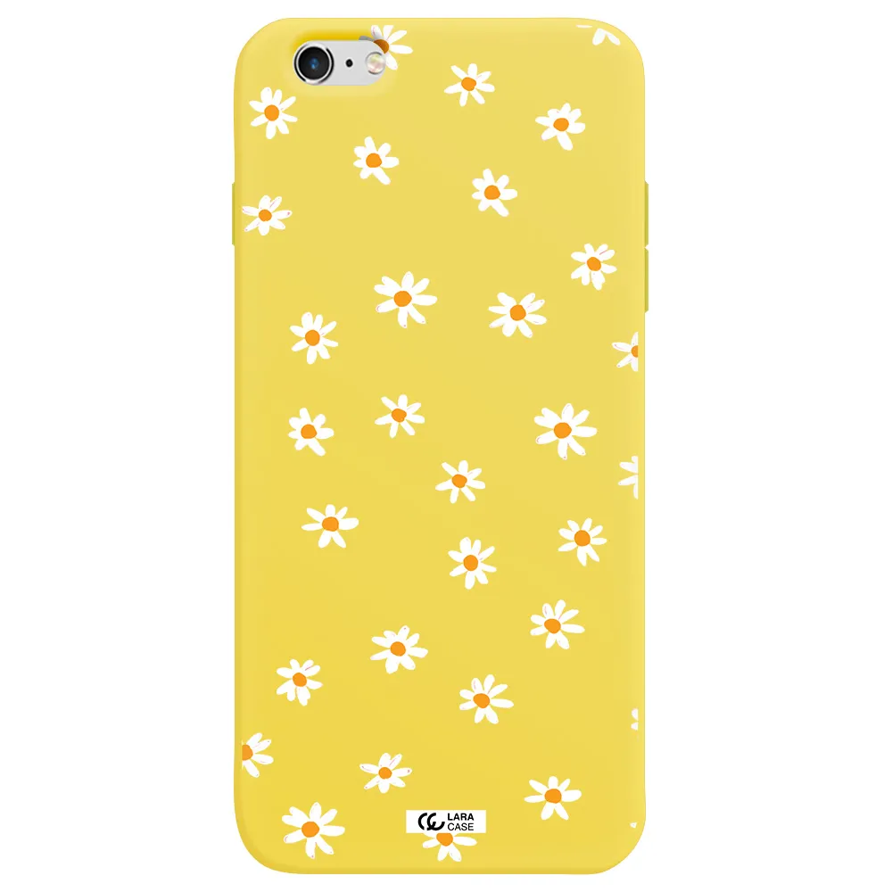 a white background with orange dots Apple iPhone 6 s plus Silicone canary yellow Case