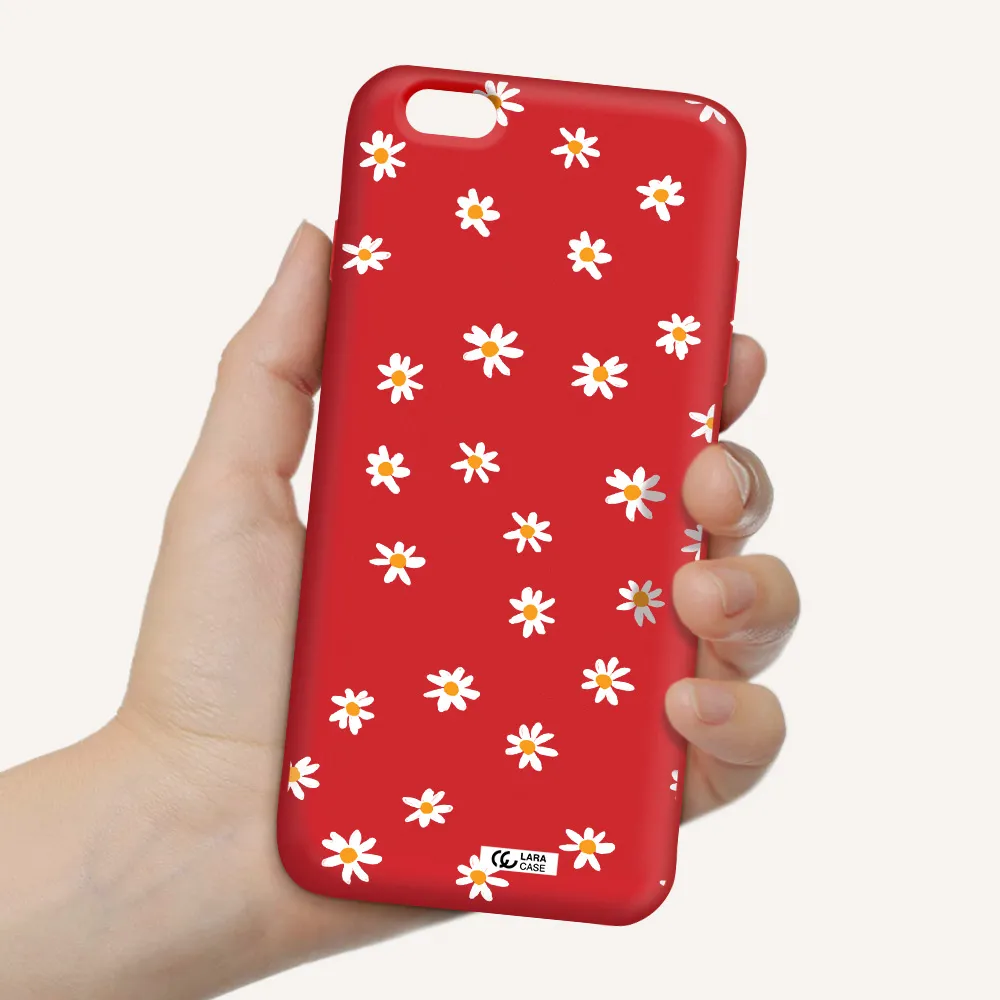 a white background with orange dots Apple iPhone 6 s plus Silicone Imperial Red Case