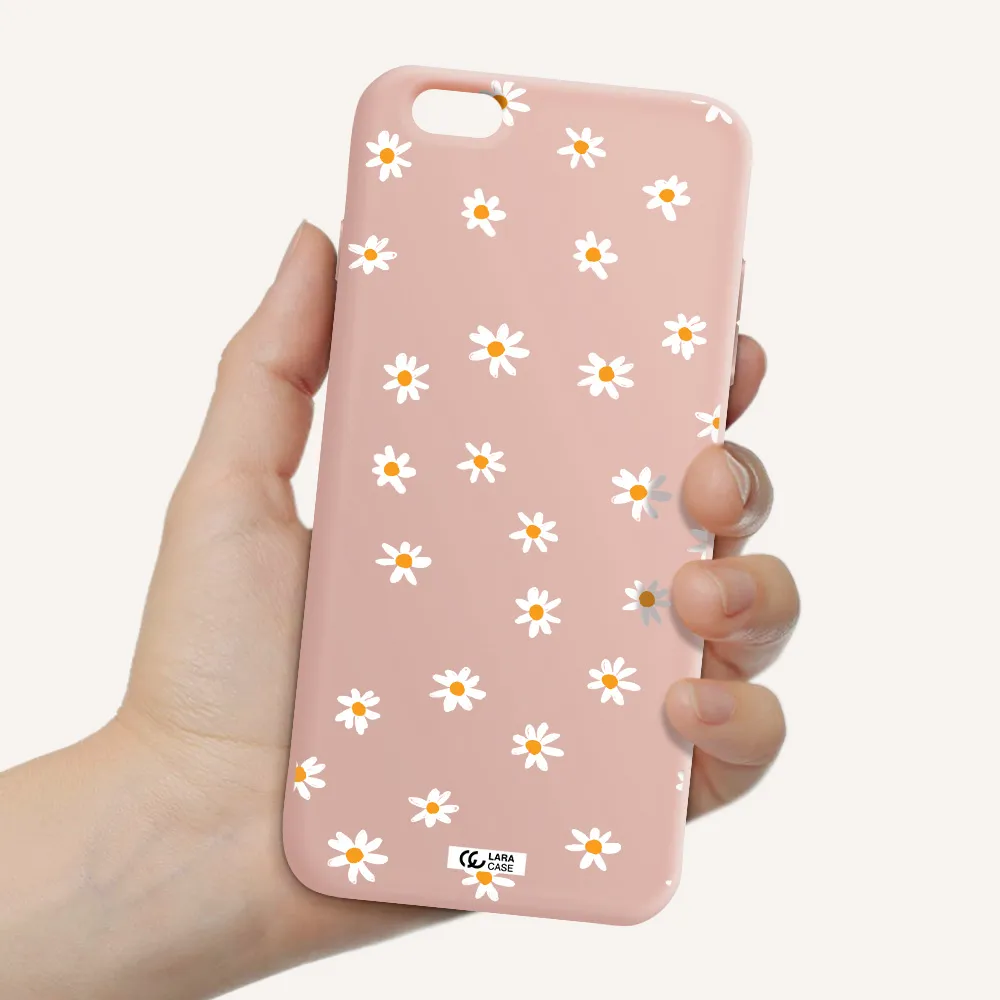 a white background with orange dots Apple iPhone 6 s plus Silicone pastel pink Case