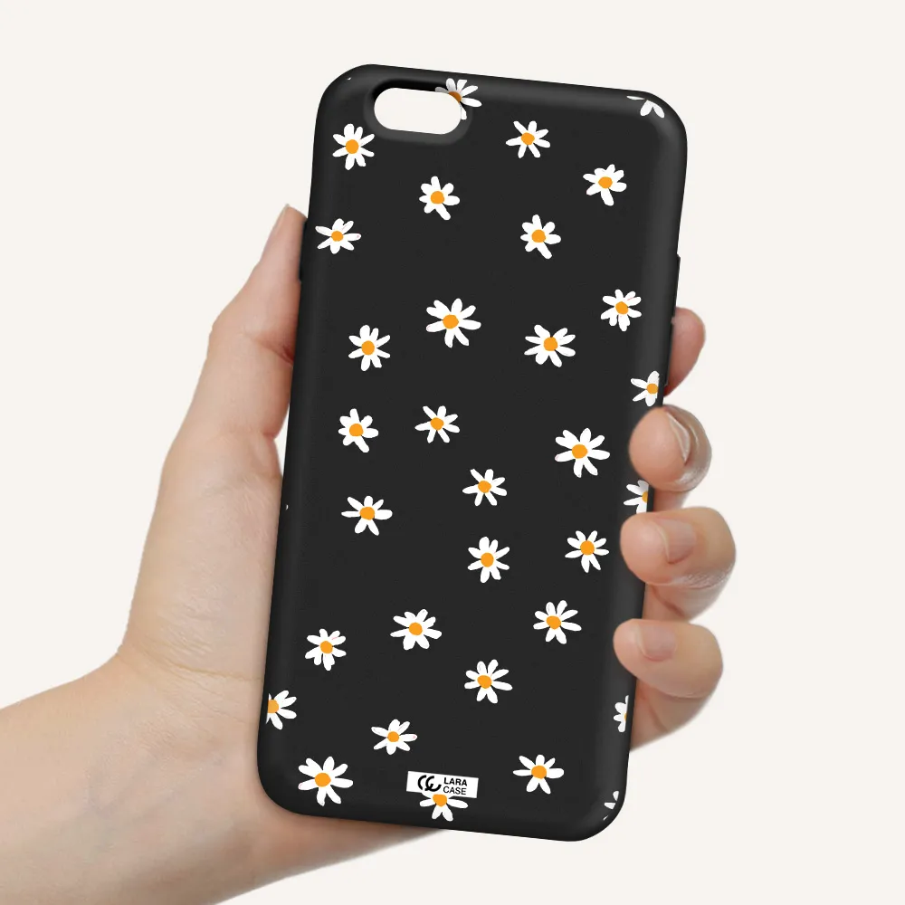 a white background with orange dots Apple iPhone 6 Silicone black Case