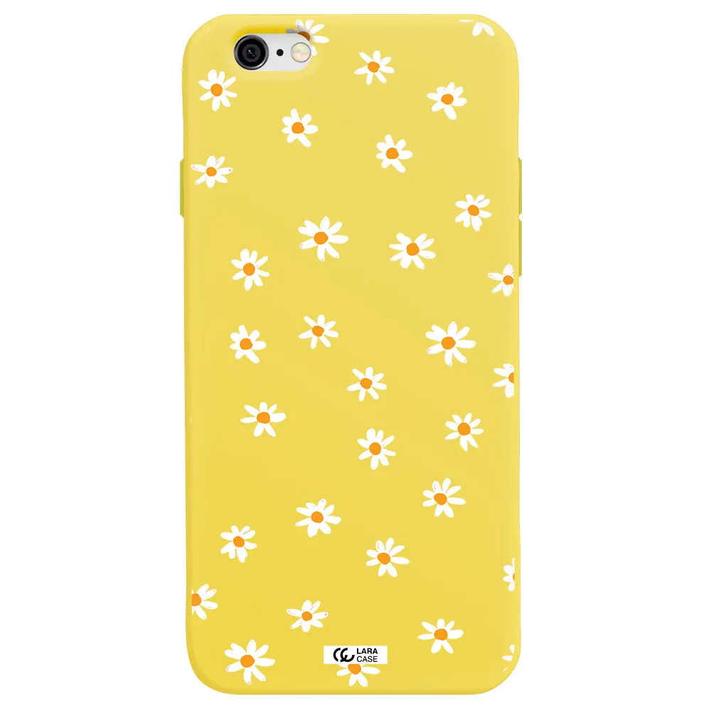 a white background with orange dots Apple iPhone 6 Silicone canary yellow Case