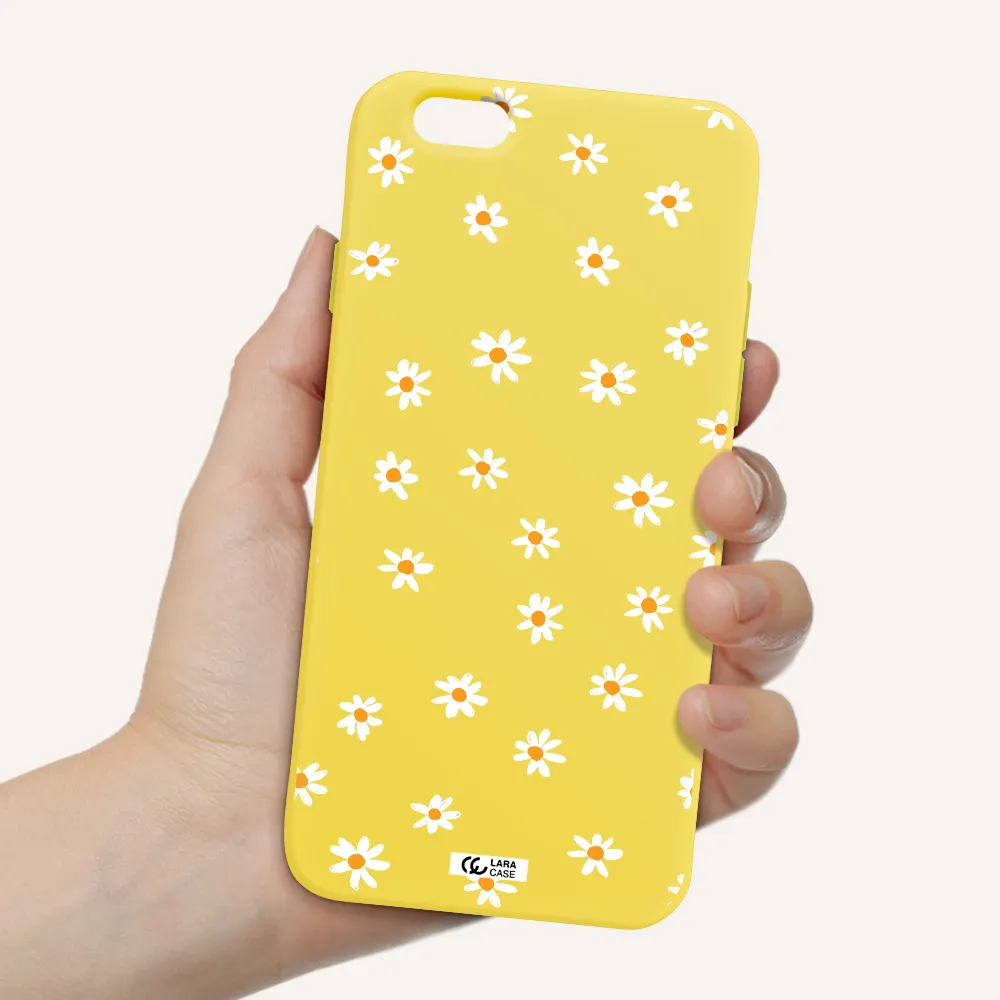 a white background with orange dots Apple iPhone 6 Silicone canary yellow Case