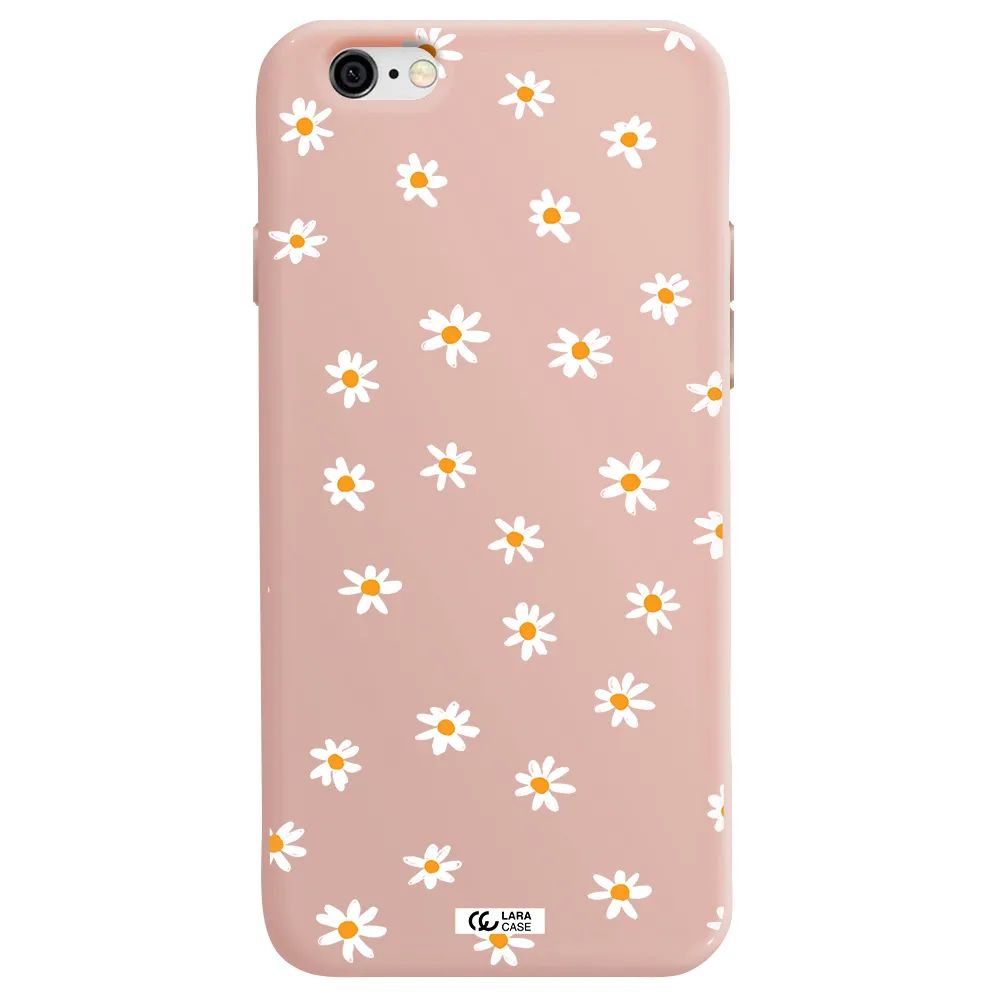 a white background with orange dots Apple iPhone 6 Silicone pastel pink Case