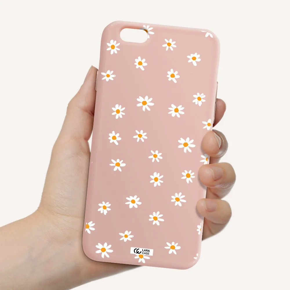 a white background with orange dots Apple iPhone 6 Silicone pastel pink Case
