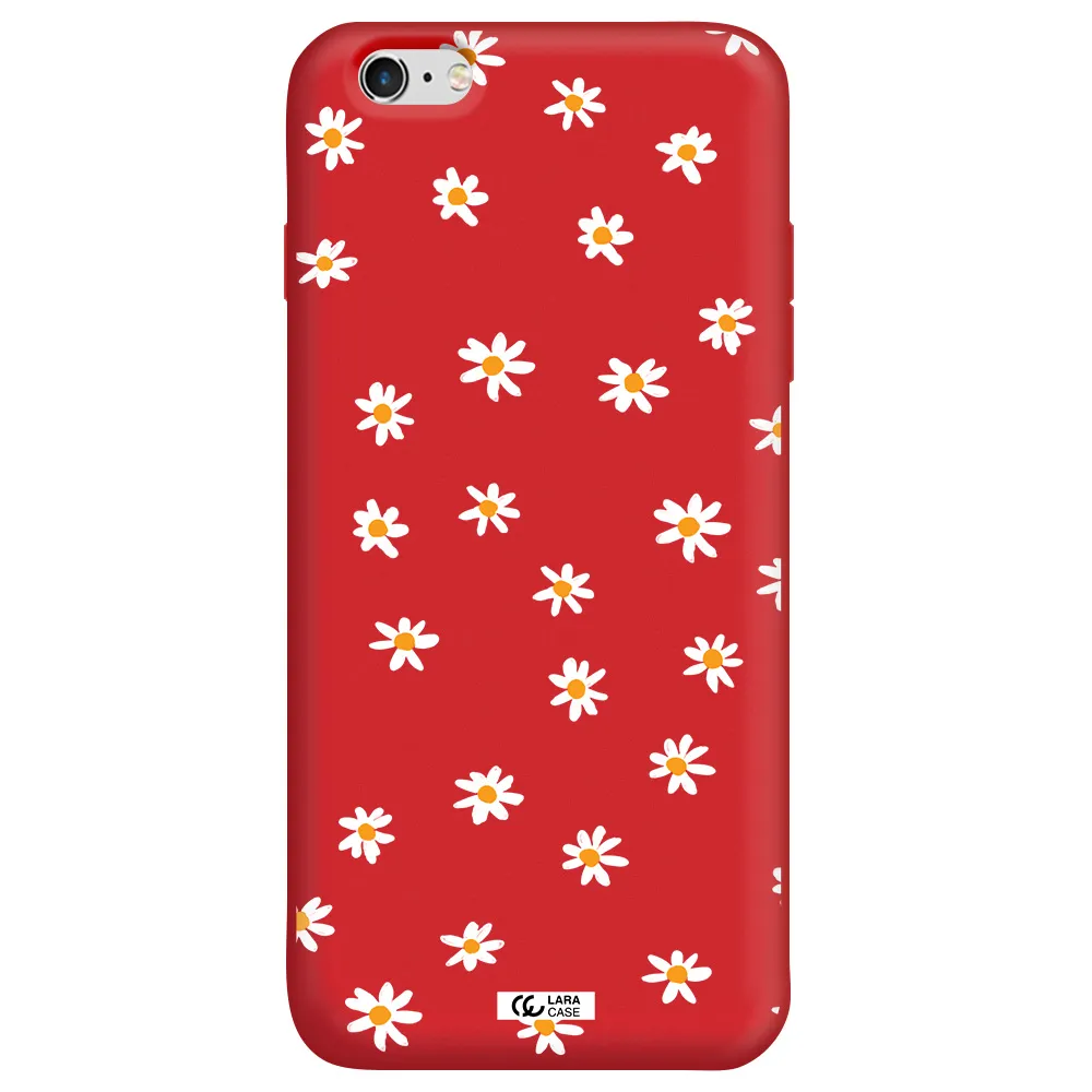 a white background with orange dots Apple iPhone 6S Silicone Imperial Red Case