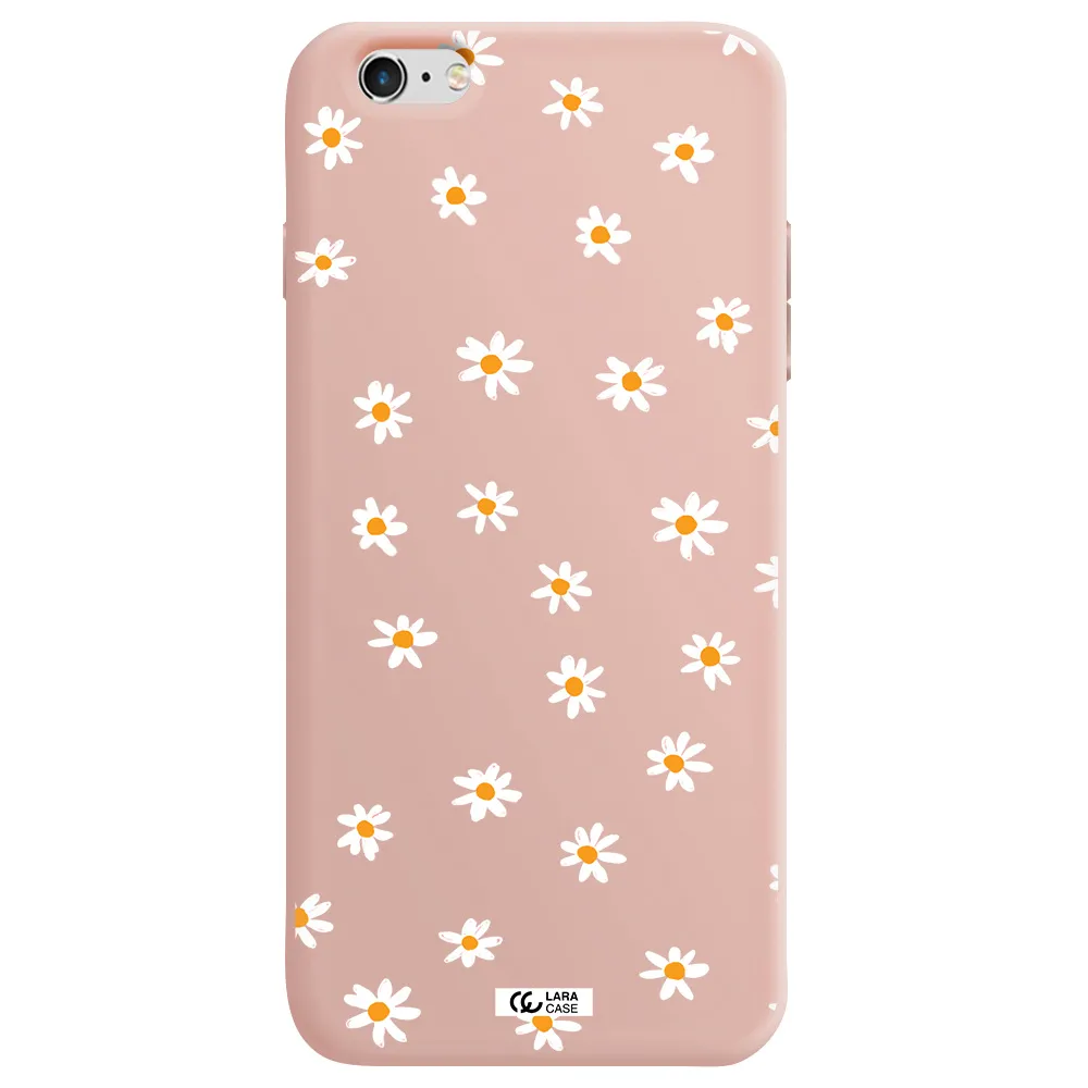 a white background with orange dots Apple iPhone 6S Silicone pastel pink Case