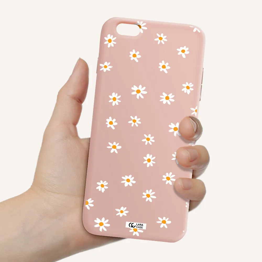 a white background with orange dots Apple iPhone 6S Silicone pastel pink Case