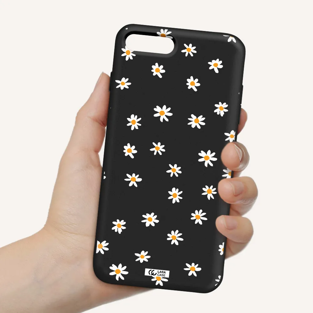 a white background with orange dots Apple iPhone 7 plus Silicone black Case