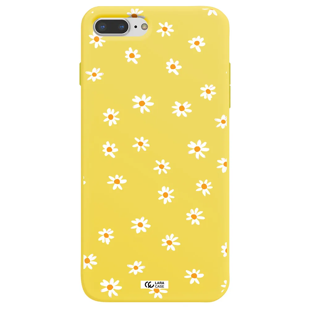 a white background with orange dots Apple iPhone 7 plus Silicone canary yellow Case