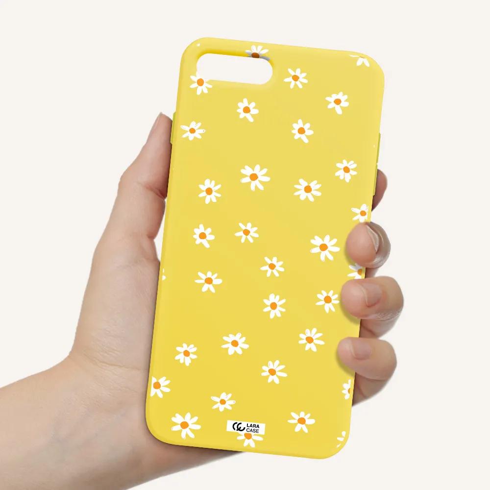 a white background with orange dots Apple iPhone 7 plus Silicone canary yellow Case