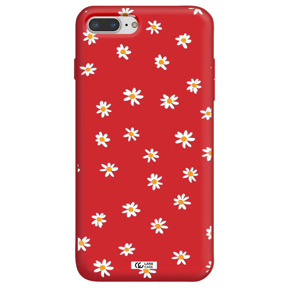 a white background with orange dots Apple iPhone 7 plus Silicone Imperial Red Case