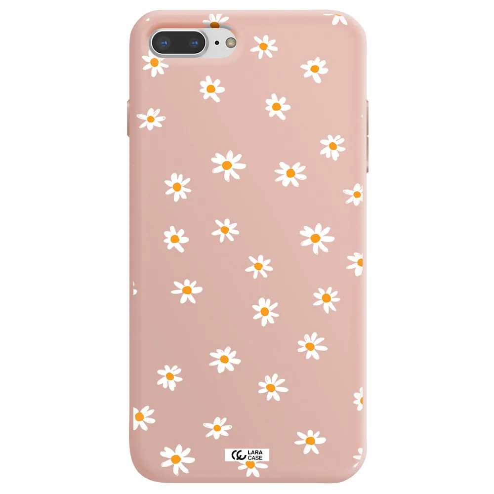 a white background with orange dots Apple iPhone 7 plus Silicone pastel pink Case