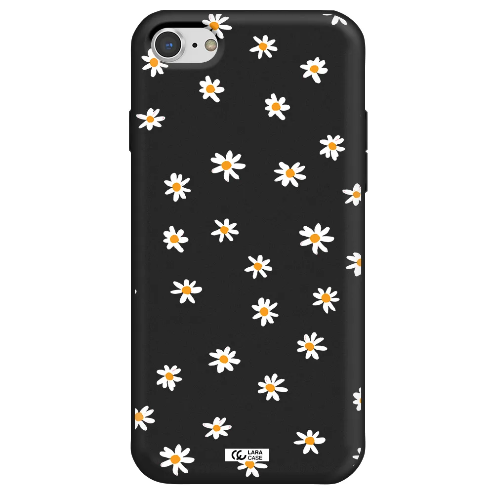 a white background with orange dots Apple iPhone 7 Silicone black Case