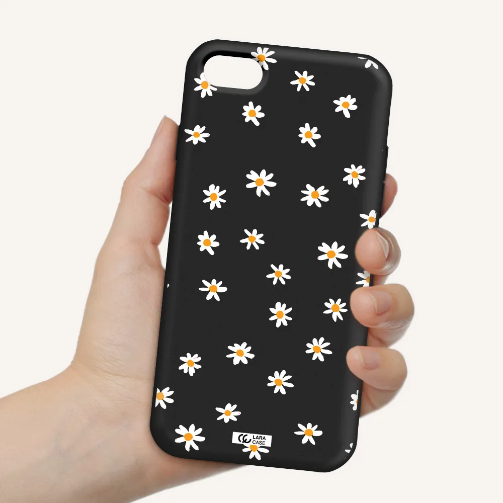 a white background with orange dots Apple iPhone 7 Silicone black Case