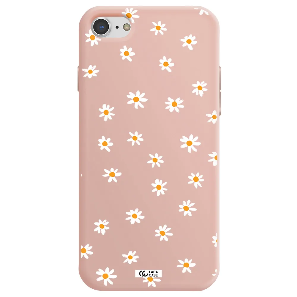 a white background with orange dots Apple iPhone 7 Silicone pastel pink Case
