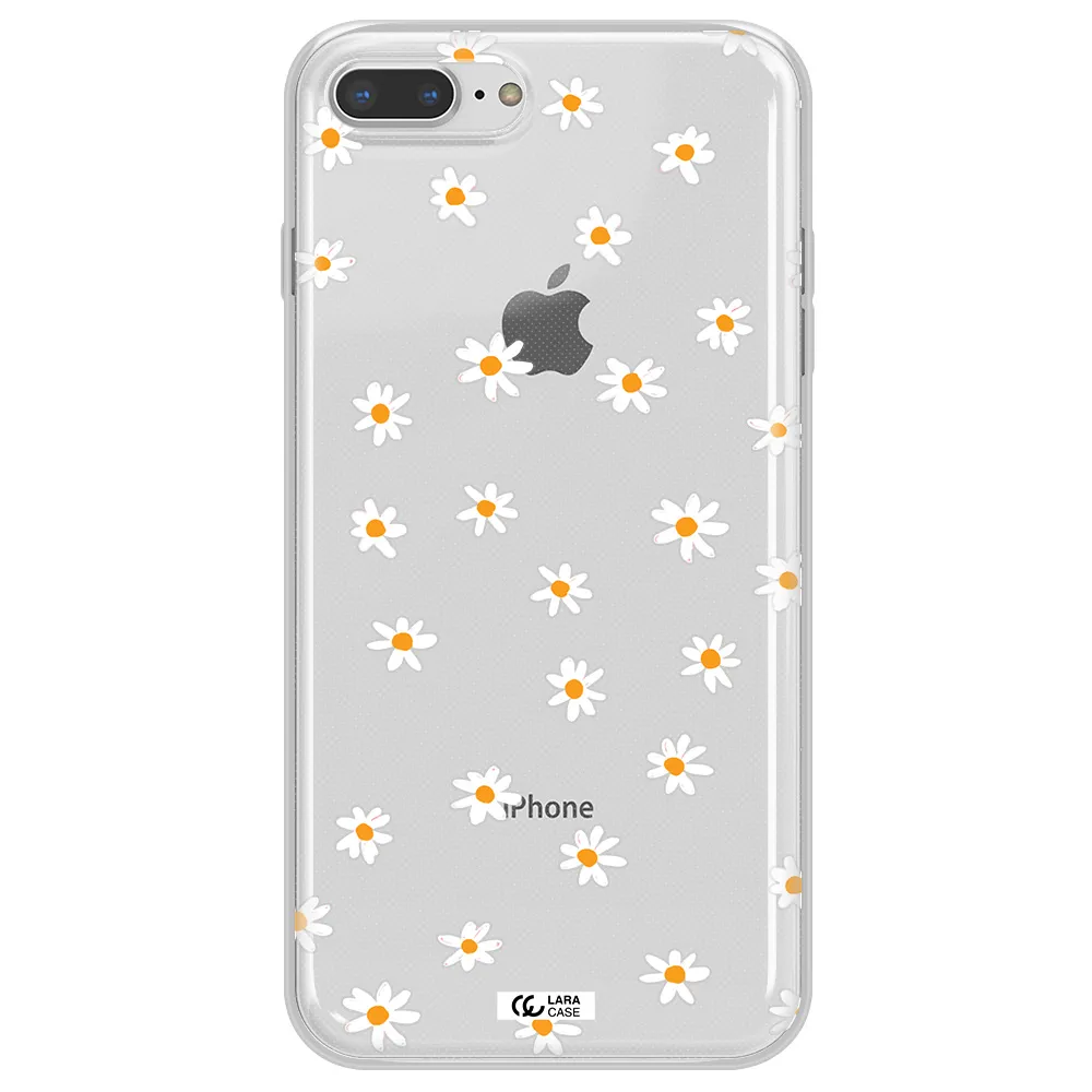 a white background with orange dots Apple iPhone 8 plus Clear TPU Case