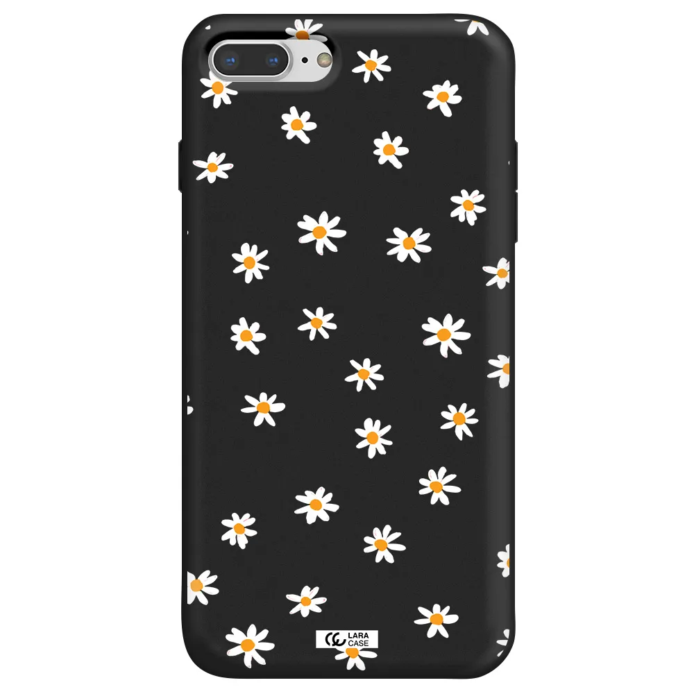 a white background with orange dots Apple iPhone 8 plus Silicone black Case