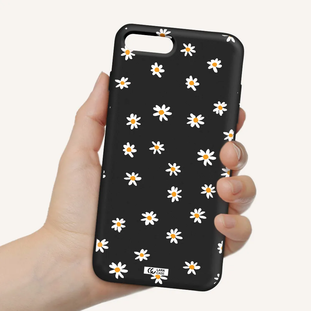 a white background with orange dots Apple iPhone 8 plus Silicone black Case