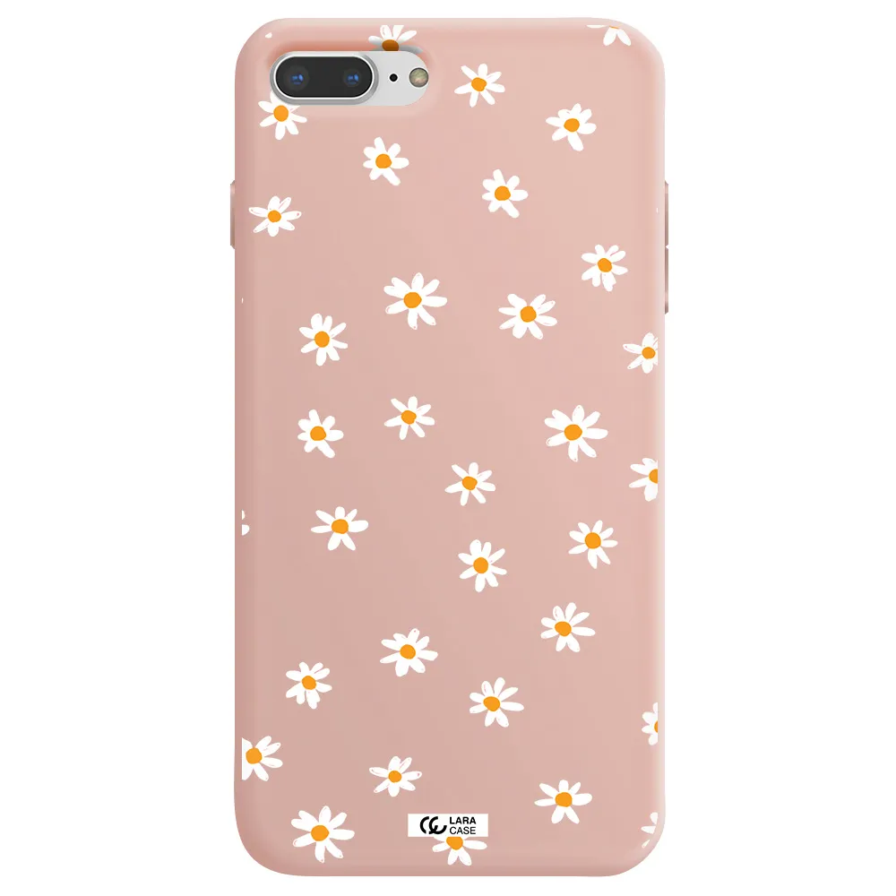 a white background with orange dots Apple iPhone 8 plus Silicone pastel pink Case