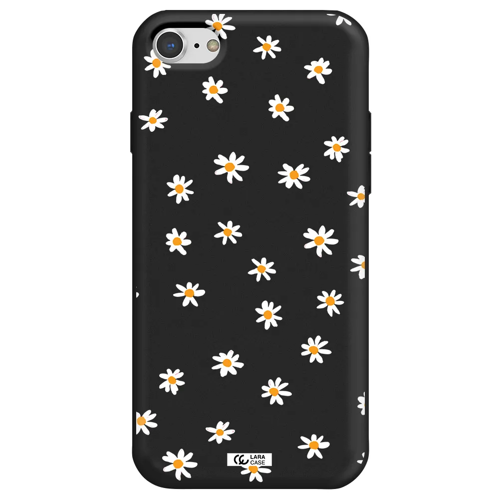 a white background with orange dots Apple iPhone 8 Silicone black Case