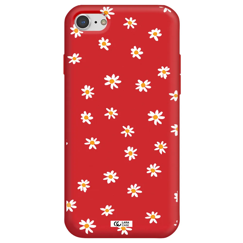 a white background with orange dots Apple iPhone 8 Silicone Imperial Red Case