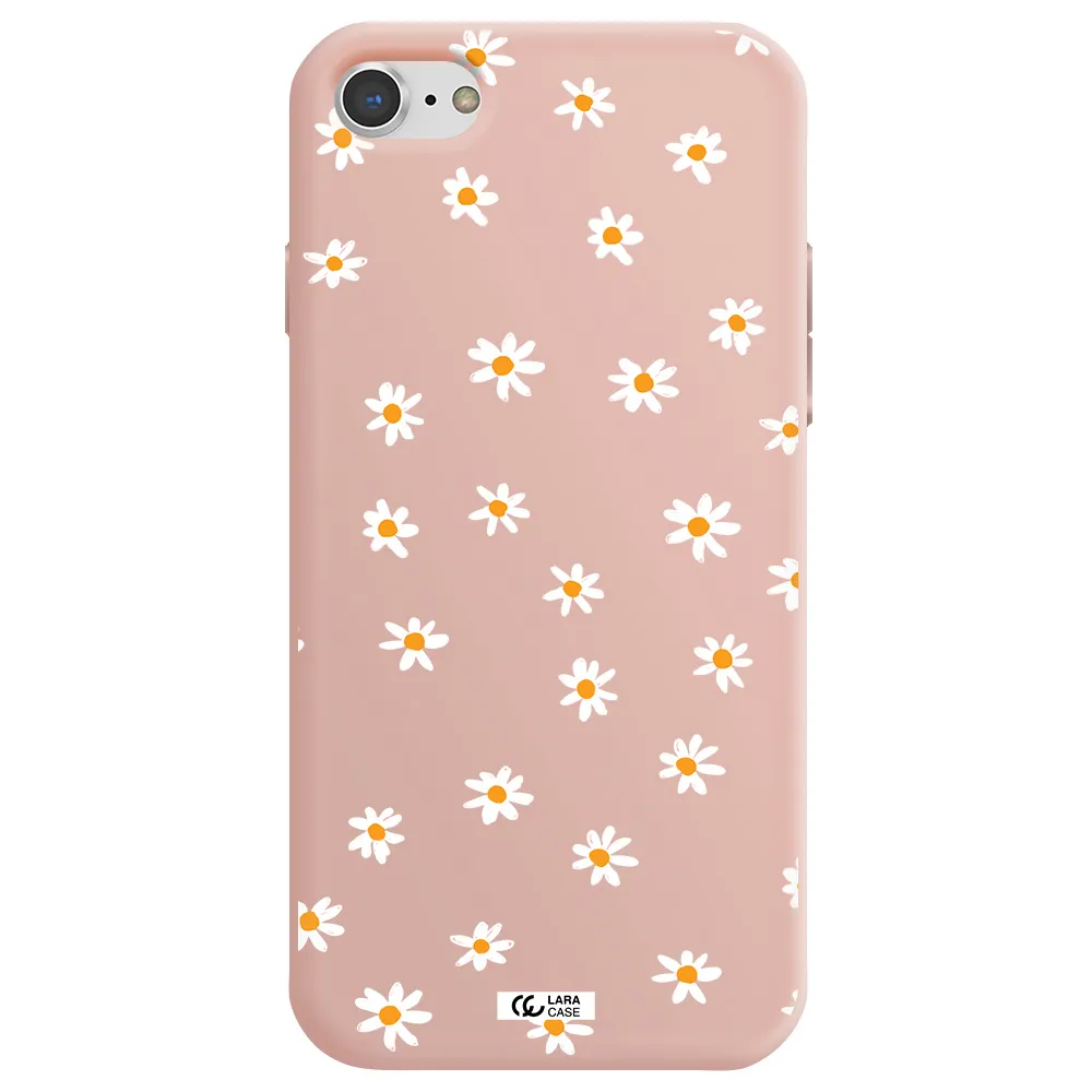 a white background with orange dots Apple iPhone 8 Silicone pastel pink Case