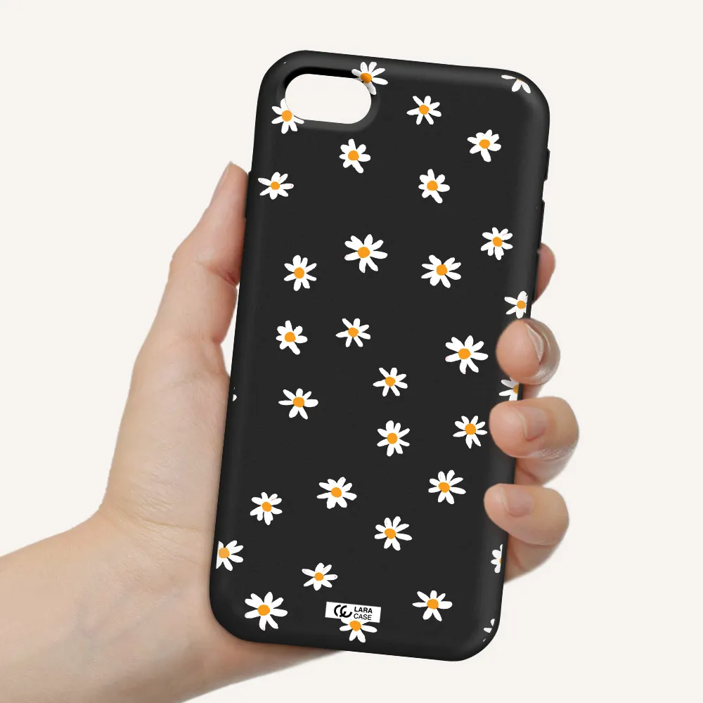 a white background with orange dots Apple iPhone se 2020 Silicone black Case