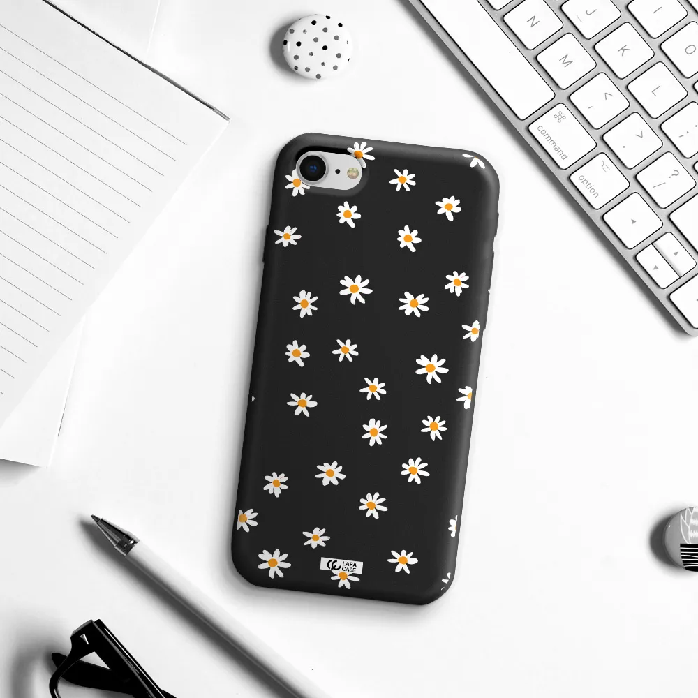 a white background with orange dots Apple iPhone se 2020 Silicone black Case