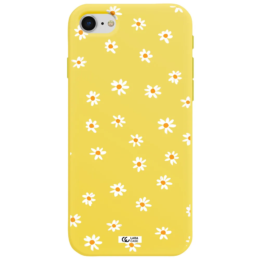 a white background with orange dots Apple iPhone se 2020 Silicone canary yellow Case