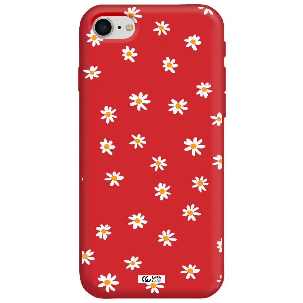 a white background with orange dots Apple iPhone se 2020 Silicone Imperial Red Case