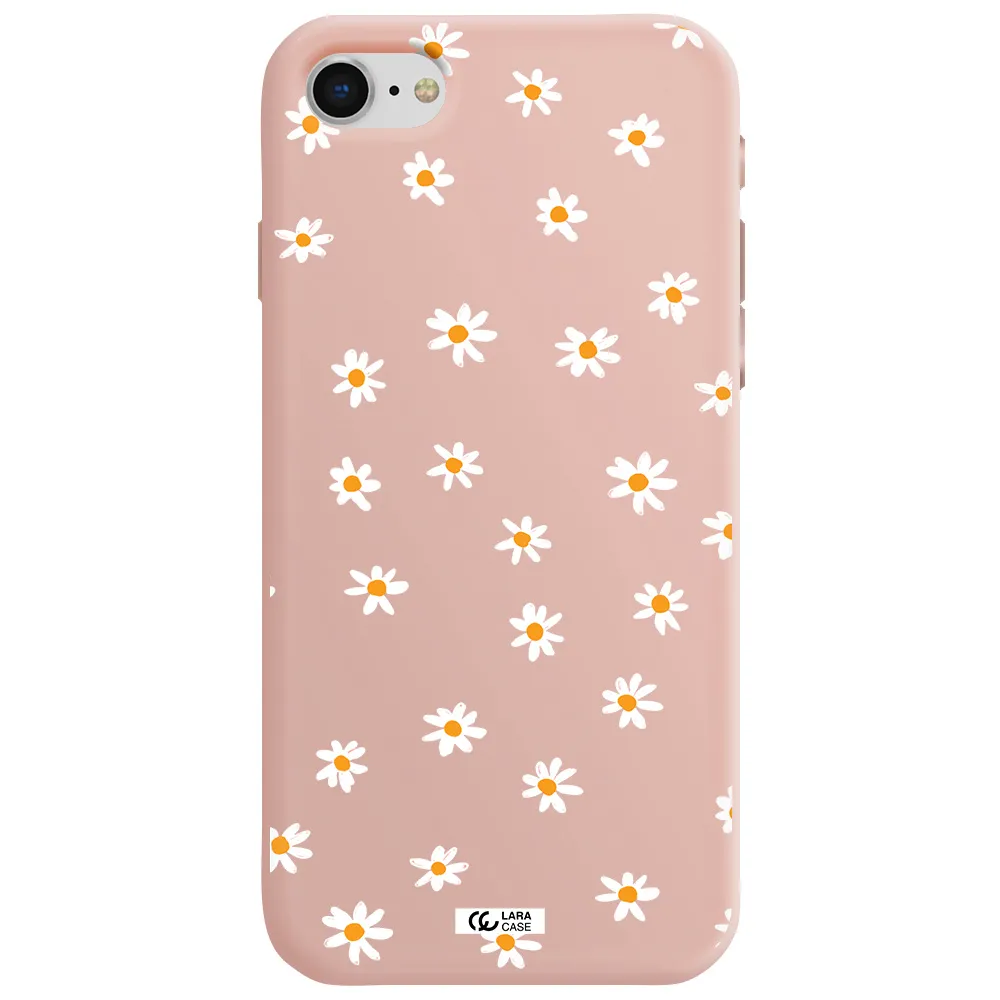 a white background with orange dots Apple iPhone se 2020 Silicone pastel pink Case