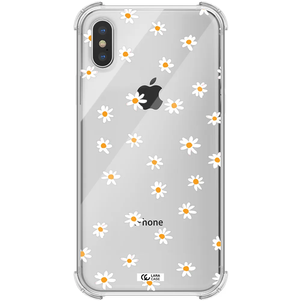 a white background with orange dots Apple iPhone X Clear PC Case