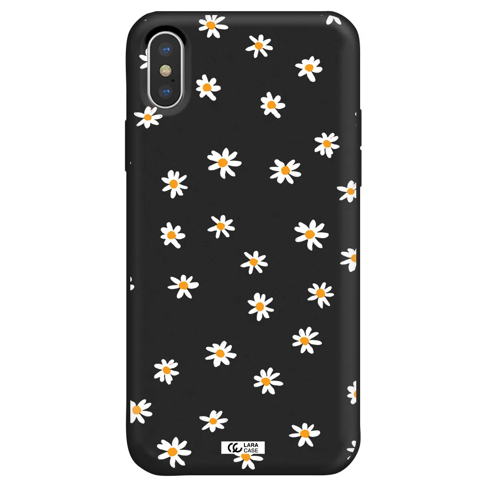 a white background with orange dots Apple iPhone X Silicone black Case